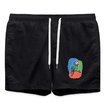 cute bird, little parrot - Swim Trunks - black - Front - AI Model Male 185 light (185cm)