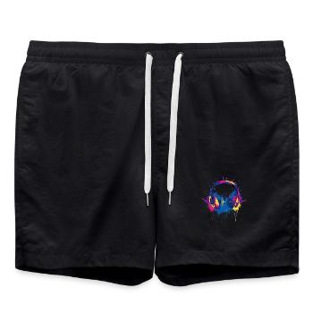 Vibrant_Music_Headphones_Equalizer_Splash - Short de bain - noir - Devant - AI Model Male 185 light (185cm)