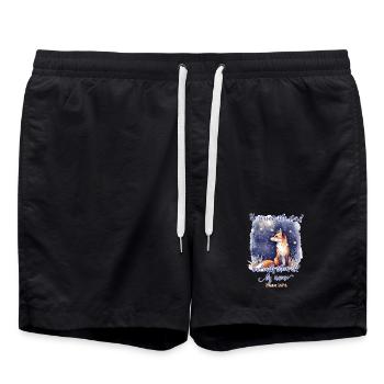 Fox Bible Verse Christian - Swim Trunks - black - Front - AI Model Male 185 light (185cm)