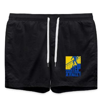 Nur einen Schritt vom Sturz entfernt - Badeshorts - Schwarz - Vorne - AI Model Male 185 light (185cm)