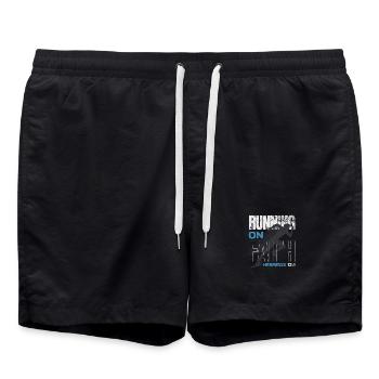 🏃 ♂️Bleu « Courir sur la foi » Hébreux 12:1 - Short de bain - noir - Devant - AI Model Male 185 light (185cm)