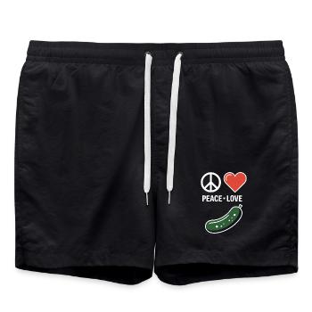Peace Love Cucumber Drôle de cornichon Dicton - Short de bain - noir - Devant - AI Model Male 185 light (185cm)