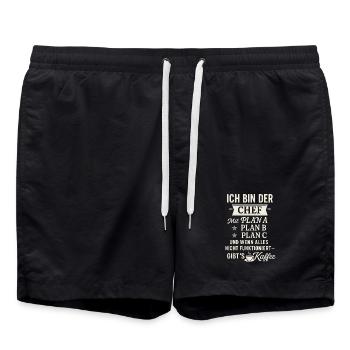 Chef mit Plan B: Kaffee – Lustiges Männer Shirt - Short de bain - noir - Devant - AI Model Male 185 light (185cm)
