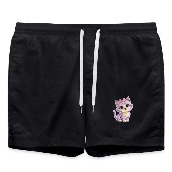 Chaton avec arc - personnalisable - Short de bain - noir - Devant - AI Model Male 185 light (185cm)