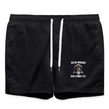 Grumpy Hund mit Kaffee für müde Morgenmenschen - Badeshorts - Schwarz - Vorne - AI Model Male 185 light (185cm)