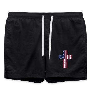 Drapeau de la Croix des États-Unis - Short de bain - noir - Devant - AI Model Male 185 light (185cm)
