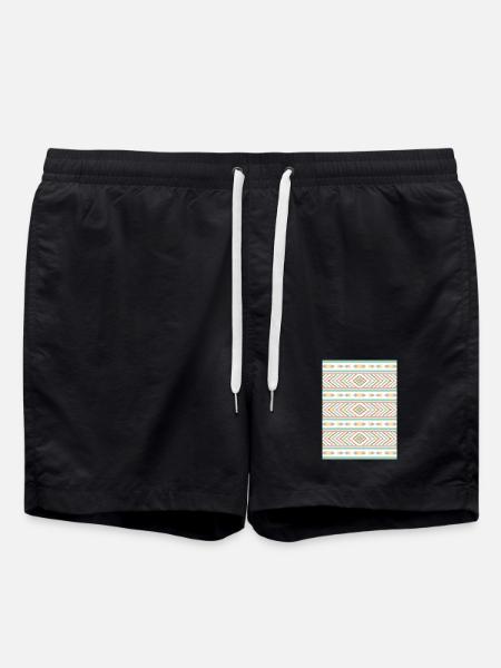 Stylish Boho Vibe Tribal Pastel Geometry - Swim Trunks - black