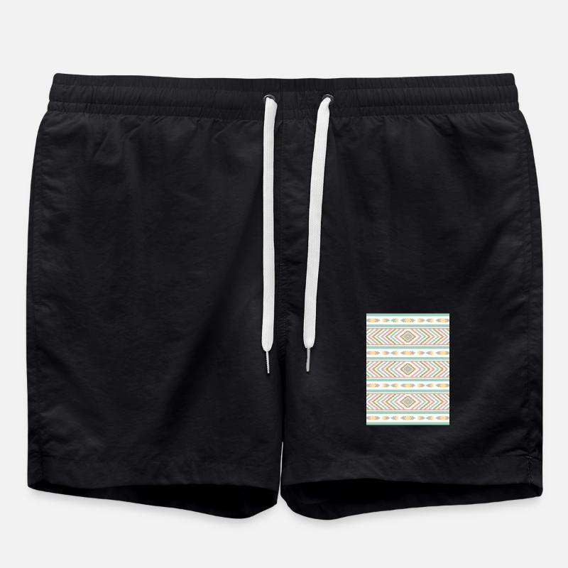 Stylish Boho Vibe Tribal Pastel Geometry - Swim Trunks - black