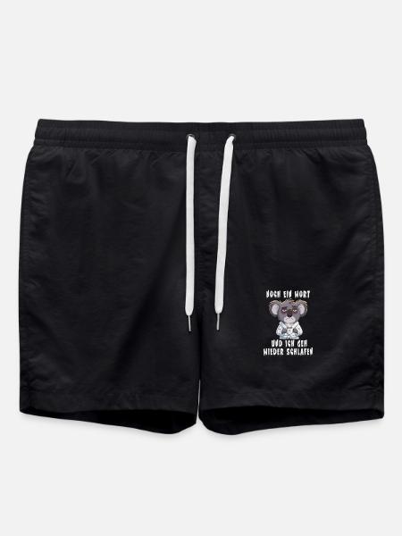 Müder Koala Morgenmuffel Spruch - Badeshorts - Schwarz
