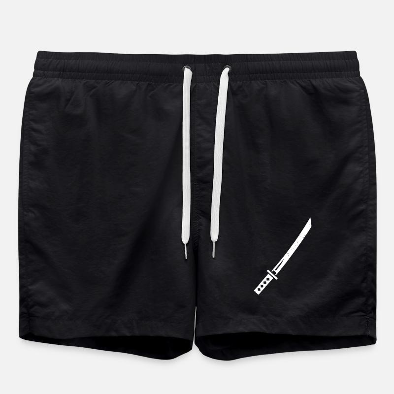 Katana Schwert Samurai Waffe Vektor - Badeshorts - Schwarz