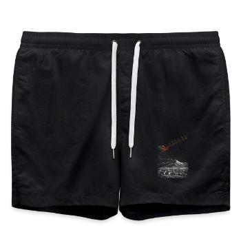 Balade en traîneau étoilé dans la neige hivernale - Short de bain - noir - Devant - AI Model Male 185 light (185cm)