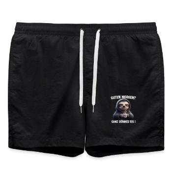 Paresseux Sombre avec le Café Dit Design - Short de bain - noir - Devant - AI Model Male 185 light (185cm)