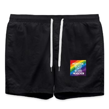 Menschenrechte statt rechte Menschen Regenbogen - Badeshorts - Schwarz - Vorne - AI Model Male 185 light (185cm)