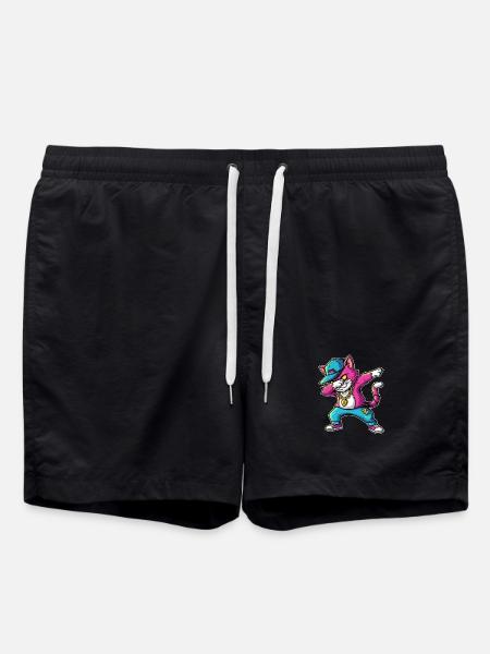 Dab Katze Streetstyle Humor Statement - Badeshorts - Schwarz
