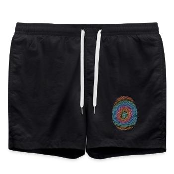 Bunte Fingerprint-Spirale - Badeshorts - Schwarz - Vorne - AI Model Male 185 light (185cm)