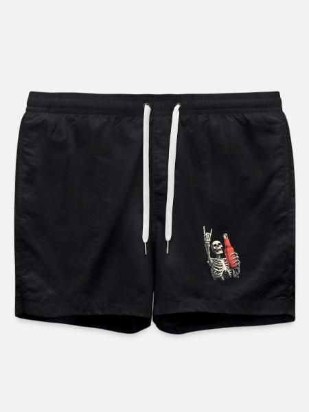 Skeleton with Bottle Party - Swim Trunks - black
