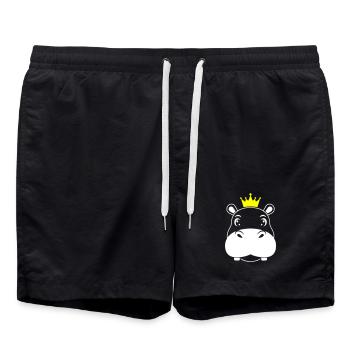 Roi Hippopotame Prince Héritier Vector - Short de bain - noir - Devant - AI Model Male 185 light (185cm)