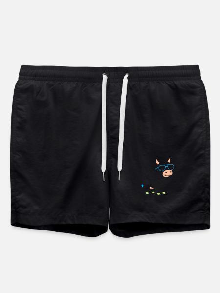 Cool Cow Sunglasses Abstract Vector - Swim Trunks - black