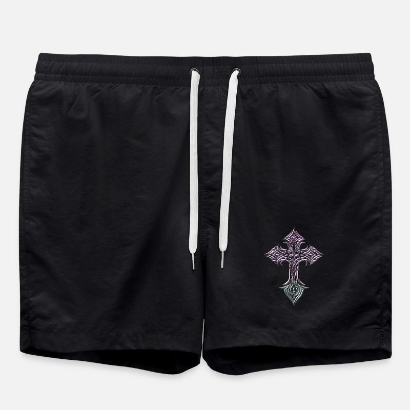 Glyphe de croix irisée - Short de bain - noir