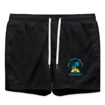 Nai Thon Beach Phuket Palm Sonnenuntergang - Badeshorts - Schwarz - Vorne - AI Model Male 185 light (185cm)