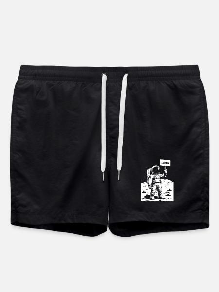 Astronaut on the moon holding a sign - Swim Trunks - black