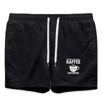 Kaffee Blutdruck Lustiges Mein Leben Läuft Kaffee - Badeshorts - Schwarz - Vorne - AI Model Male 185 light (185cm)
