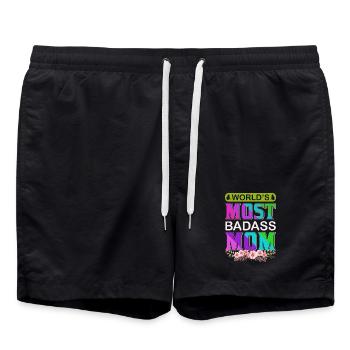World's Badass Mom – Mutiges, florales Muttertagsgeschenk - Badeshorts - Schwarz - Vorne - AI Model Male 185 light (185cm)