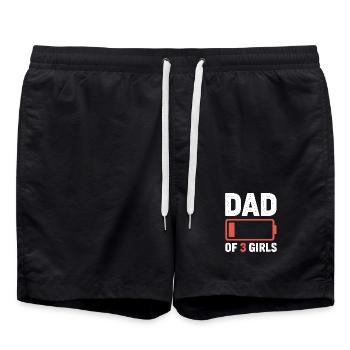 Icône de piles Papa de 3 filles - Short de bain - noir - Devant - AI Model Male 185 light (185cm)