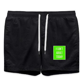 I Can't Adult Today Funny Adult Saying Logo - Swim Trunks - black - Front - AI Model Male 185 light (185cm)