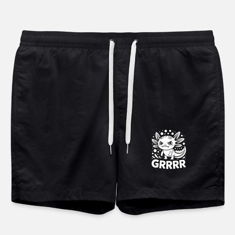 Grump Axolotl - Swim Trunks - black
