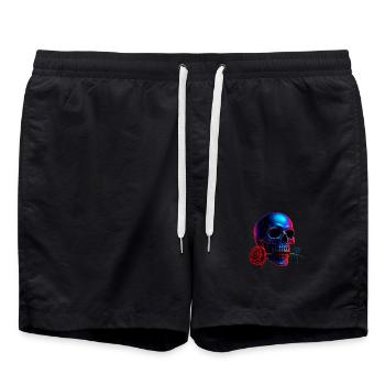 Motif de crâne Dark Art Art Néon Skull Rose - Short de bain - noir - Devant - AI Model Male 185 light (185cm)