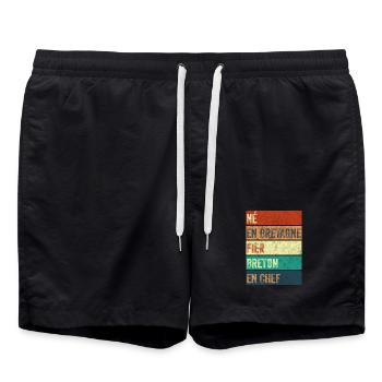 Né en Bretagne Fier Breton - Short de bain - noir - Devant - AI Model Male 185 light (185cm)