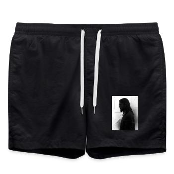 Minimalist portrait of Jesus - Swim Trunks - black - Front - AI Model Male 185 light (185cm)