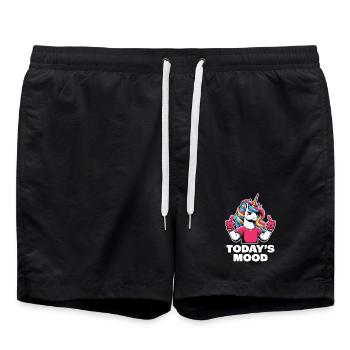 Unicorn Regenbogenmähne Heutige Laune Mittelfinger - Badeshorts - Schwarz - Vorne - AI Model Male 185 light (185cm)