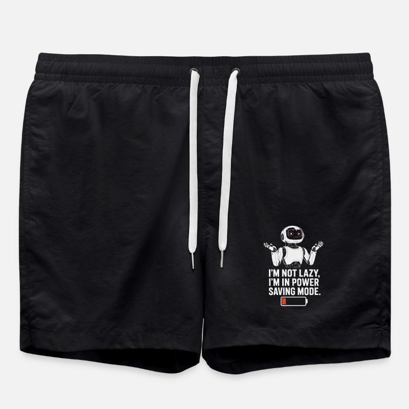 Power Saving Mode Robot - Swim Trunks - black