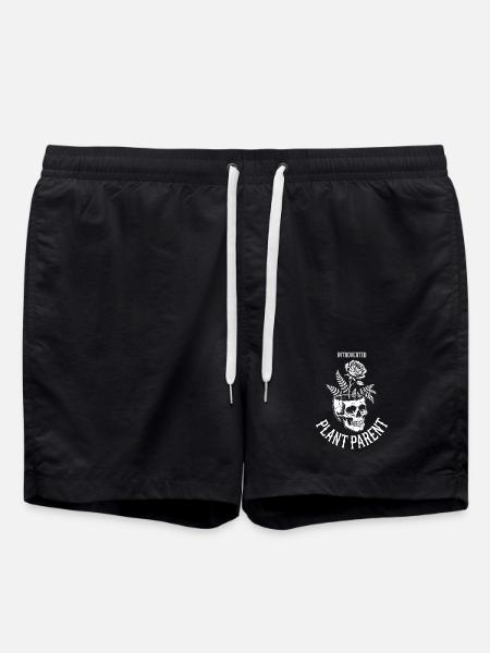 Introverted Plant Parent Skull - Swim Trunks - black