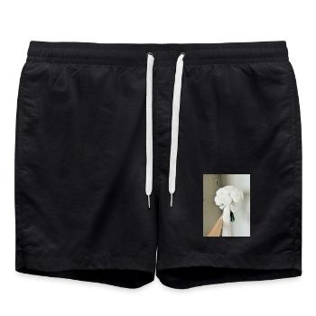 Peony Flower T-shirt  - Swim Trunks - black - Front - AI Model Male 185 light (185cm)