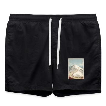 Ventoux Summit Road — Cycling Memory - Swim Trunks - black - Front - AI Model Male 185 light (185cm)