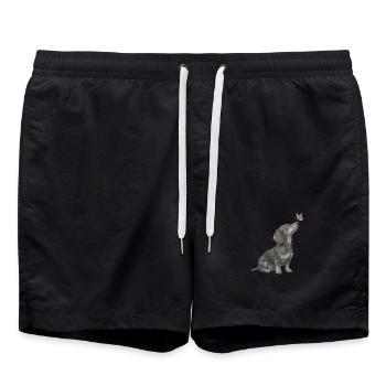 Illustration de teckel avec chien papillon - Short de bain - noir - Devant - AI Model Male 185 light (185cm)