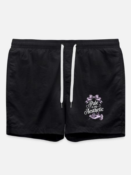 Pale Aesthetic Script with Bow - Swim Trunks - black