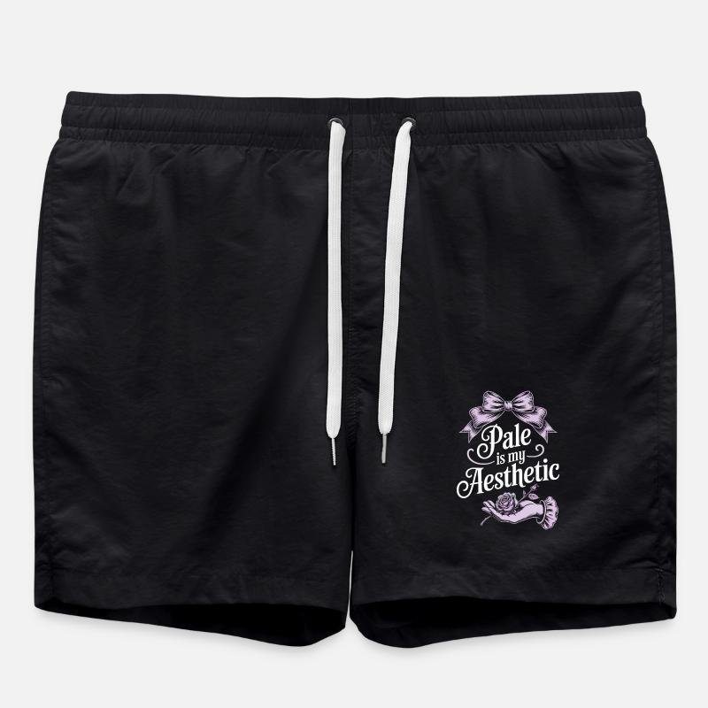 Écriture esthétique pâle avec nœud - Short de bain - noir
