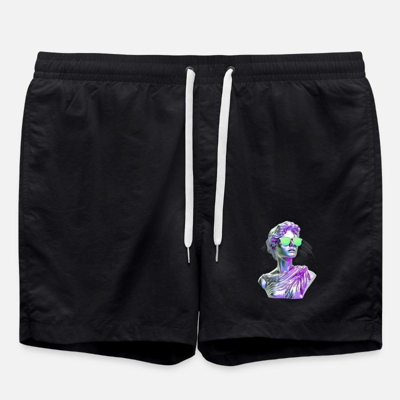 Lunettes néon Statue Vaporwave - Short de bain - noir