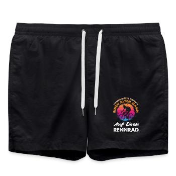 Unterschätze Niemals Alten Mann Rennrad Fahrrad - Badeshorts - Schwarz - Vorne - AI Model Male 185 light (185cm)