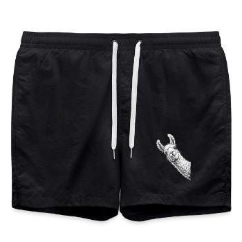 Lama drôle qui regarde - Short de bain - noir - Devant - AI Model Male 185 light (185cm)