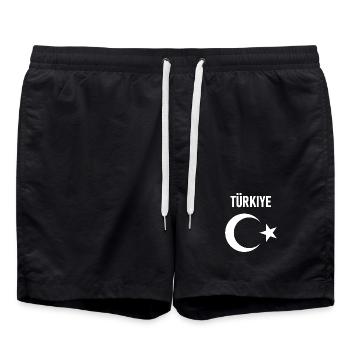 TÜRKEI TÜRKIYE TÜRKISCHE Europa Sport Fan - Badeshorts - Schwarz - Vorne - AI Model Male 185 light (185cm)