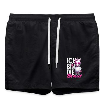 Ich Bin Die Braut Jga Einhorn Brautparty Wein - Badeshorts - Schwarz - Vorne - AI Model Male 185 light (185cm)