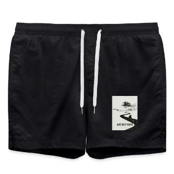 Just Keep Riding Motorcycle Adventure - Swim Trunks - black - Front - AI Model Male 185 light (185cm)