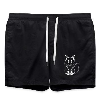 white fox gift nature lover - Swim Trunks - black - Front - AI Model Male 185 light (185cm)