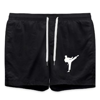 Coup de pied haut en silhouette d’arts martiaux - Short de bain - noir - Devant - AI Model Male 185 light (185cm)