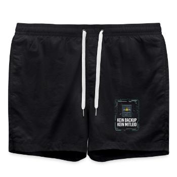 No Backup No Mercy - Kein Backup Kein Mitleid - Badeshorts - Schwarz - Vorne - AI Model Male 185 light (185cm)
